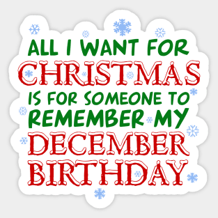 Remember December Birthdays Sticker